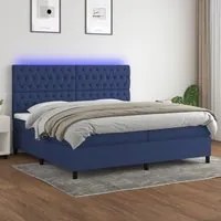 Letto a Molle Materasso e LED Blu 200x200cm in Tessuto 3135147