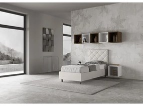 Letto senza rete imbottito 80x190 similpelle bianco Priya