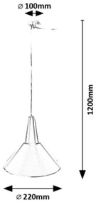 Rabalux 72016 - Lampadario a cavo FELIPE 1xE27/40W/230V