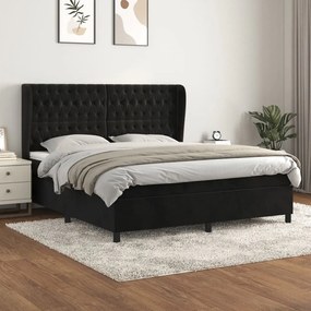 Giroletto A Molle Con Materasso Nero 160x200 Cm İn Velluto /