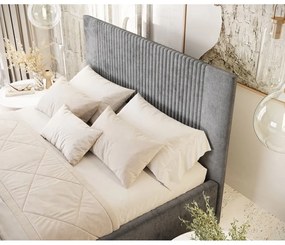 Letto matrimoniale imbottito grigio con contenitore con rete inclusa 180x200 cm Etero – Maison de Rêve