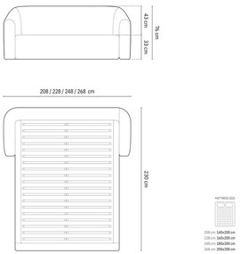 Letto matrimoniale imbottito verde con contenitore con rete inclusa 200x200 cm Campi – Cosmopolitan Design