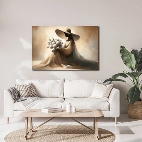 Quadro su tela – Silhouette di donna con fiori