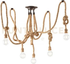 Plafoniera industrial rope canapa 5 luci attacco e27 250cm