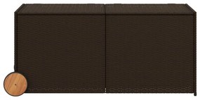 Contenitore da giardino con ruote marrone 283l in polyrattan
