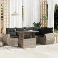 Set Divano da Giardino 6pz con Cuscini Grigio Chiaro Polyrattan 3268522