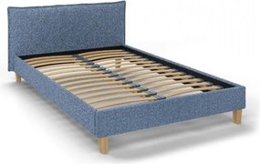 Letto matrimoniale imbottito blu con griglia 140x200 cm Tina - Ropez