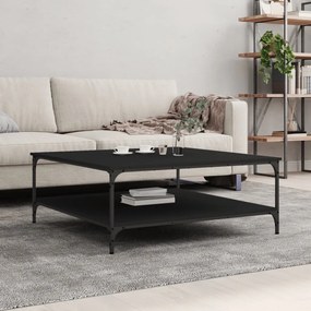 Tavolino Da Salotto Nero 100x100x40 Cm İn Legno Multistrato /