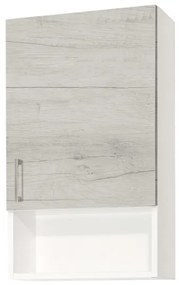 Pensile sospeso con vano a giorno e anta 43x22 Quercia Bianco
