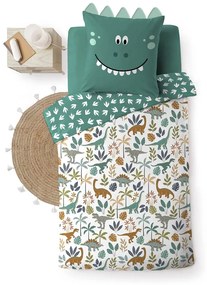 Set copripiumino e federa da bambini bianco/verde in cotone per letto singolo 140x200 cm Dina – douceur d'intérieur