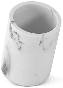 Portaspazzolino da appoggio effetto marmo bianco in resina linea Ivy