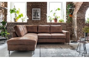 Divano letto angolare in similpelle marrone (angolo sinistro) Lofty Lilly - Miuform