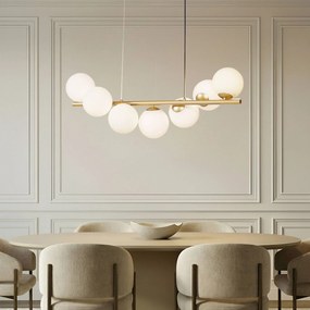 Lampada a sospensione in vetro Isandro Lucande, dimmerabile, Ottone / Oro, Soggiorno / Sala da pranzo, Vetro, Design, Lampada a sospensione