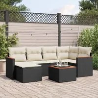 Set Divani da Giardino con Cuscini 7pz Nero Polyrattancod mxl 116258