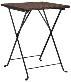 Set pieghevole da bistrò 3 pz marrone in polyrattan