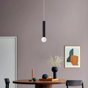 Lampadario Moderno Puro nero paralume nero E27 Ø4cm LUMICOM