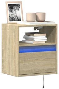 Mobili Tv A Parete Con Luci Led 2pz Rovere Sonoma 41x31x45 Cm /
