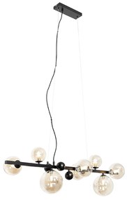 Lampadario Art Déco nero con vetro ambrato 8 luci - David