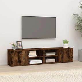 Mobili tv 2pz rovere fumo 80x31,5x36 cm in legno multistrato