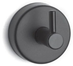 Kamalu - Appendino bagno gancio singolo a muro in acciaio inox finitura nera opaca | MONDE-N