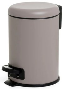 Pattumiera per bagno con pedale acciaio inox tortora e secchio interno con manico
