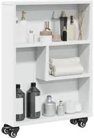 Carrello Portaoggetti Stretto Bianco 48x13x68 cm in Truciolato 855223