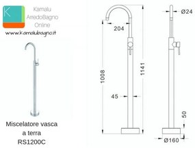 Kamalu - miscelatore vasca a pavimento finitura oro spazzolato | kam-arte oro