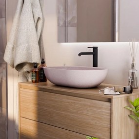 Lavabo da appoggio Sandstone ovale in cemento L 53 x H 13 x P 35 cm rosa piletta non inclusa
