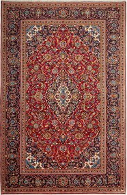 Kashan Tappeto 300x200 Blu (Iran) Annodato A Mano