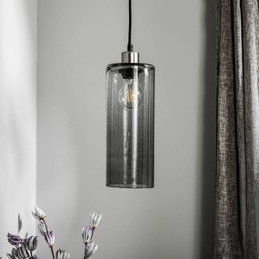 Solbika Lighting Lampada a sospensione Soda cilindro in vetro grigio fumo Ø 12 cm