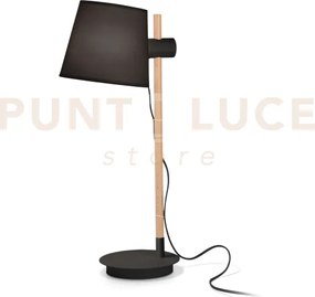 Axel lampada da tavolo in metallo legno e tessuto 1 luce attacco e2...