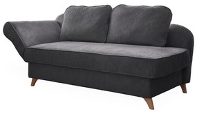 Chaise longue grigia (con penisola a sinistra) con rivestimento in velluto a coste Chic Charlotte – Miuform