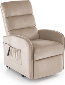 Poltrona relax Maroni in velluto beige – 62x92-165x84-103 cm