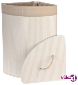 Bathroom Solutions Cesto Portabiancheria ad Angolo in Bambù Bianco