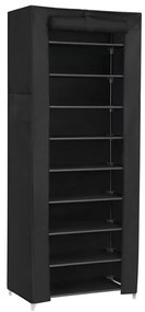 Armadio salvaspazio in tessuto con ripiani MATIS 58x160 cm, nero