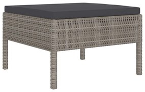 Set Divani da Giardino 4 pz con Cuscini in Polyrattan Grigio