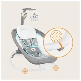 Lionelo - Dondolo vibrante per bambini con melodia PASCAL 2xAA grigio/turchese