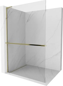 Mexen Kioto+ L parete doccia con ripiano Walk-in 75 x 200 cm, trasparente, oro - 800-075-123-50-00