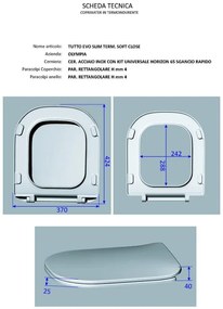 Copriwater Tuttoevo rettangolare dedicato per serie sanitari OLYMPIA CERAMICA con chiusura rallentata in duroplast bianco opaco