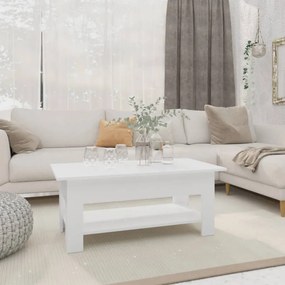 Tavolino Da Salotto Bianco 102x55x42 Cm İn Truciolato /