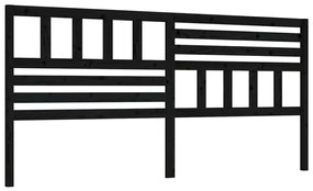 Testiera per letto nera 186x4x100 cm in legno massello di pino