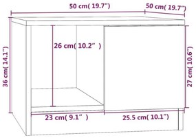 Tavolino da Salotto Rovere Fumo 50x50x36cm in Legno Multistrato