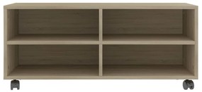 Mobile tv con ruote rovere sonoma 90x35x35 cm legno multistrato