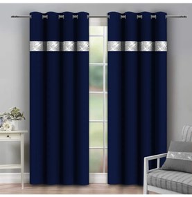 Tenda su anelli con zirconi 140x250 cm blu navy