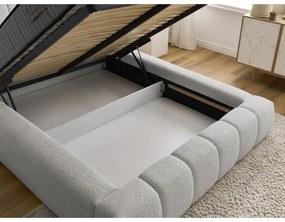 Letto matrimoniale imbottito in grigio chiaro con contenitore con rete inclusa 180x200 cm Denali – Bobochic Paris