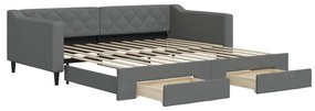 Divano letto estraibile cassetti grigio scuro 100x200cm tessuto