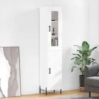 Credenza 34,5x34x180 cm in Legno Multistrato Bianco Lucidocod mxl 101778