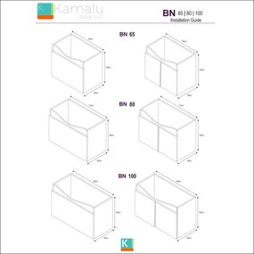 Kamalu - mobile bagno 80 cm sospeso con cassetto scorrevole bn-80b