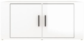 Tavolino da salotto bianco lucido 80x50x36cm legno multistrato