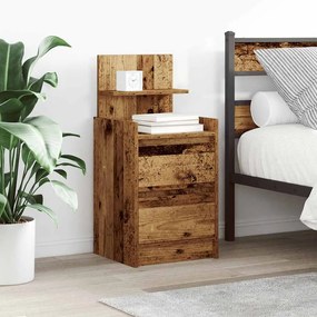 Comodino Con 2 Cassetti Legno Antico 38x34x80 Cm /